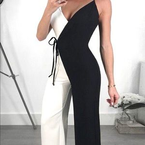 Black and white jumpsuit from Pretty Little Thing